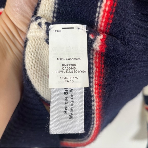 J. Crew Shrunken Striped Crewneck 100% Italian Cashmere Sweater Women’s Medium - Picture 5 of 9